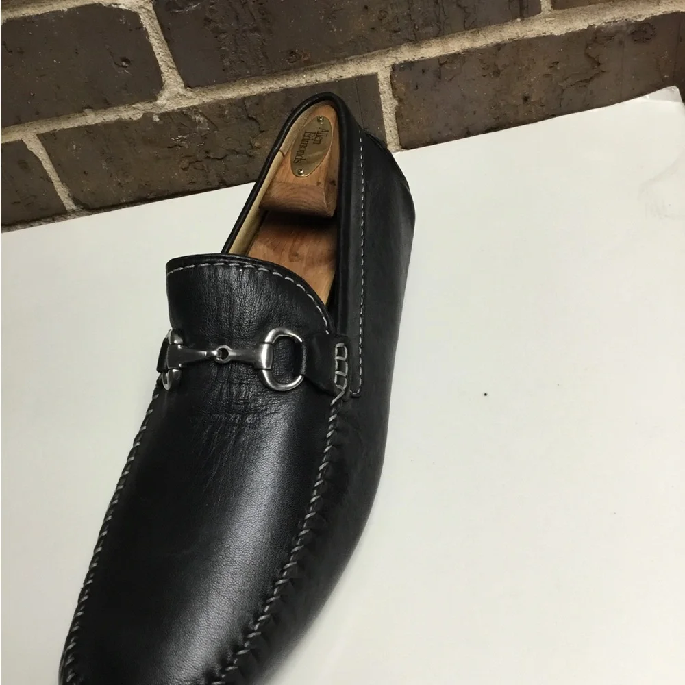 Robert Zur Black Leather Bit-Detail Loafers